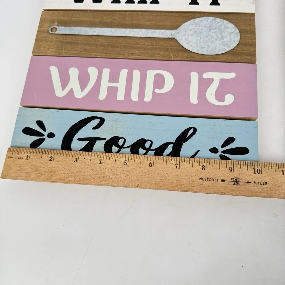 Set of 2 Farmhouse Kitchen Wall Signs Wood 10x10 Whip It Good